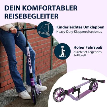 Самокат HUDORA BigWheel 205 Advanced алюмінієвий, до 100 кг, складаний, для дітей, підлітків і дорослих