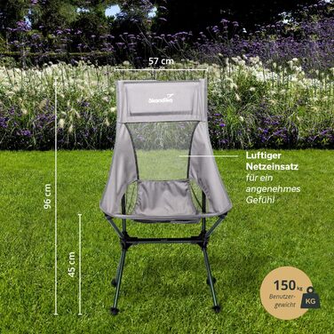 Крісло для кемпінгу Skandika Compact, 150 кг, 2 шт. | Кемпінг, рибалка, компактне, складне, легке, зручне, сіре/зелене