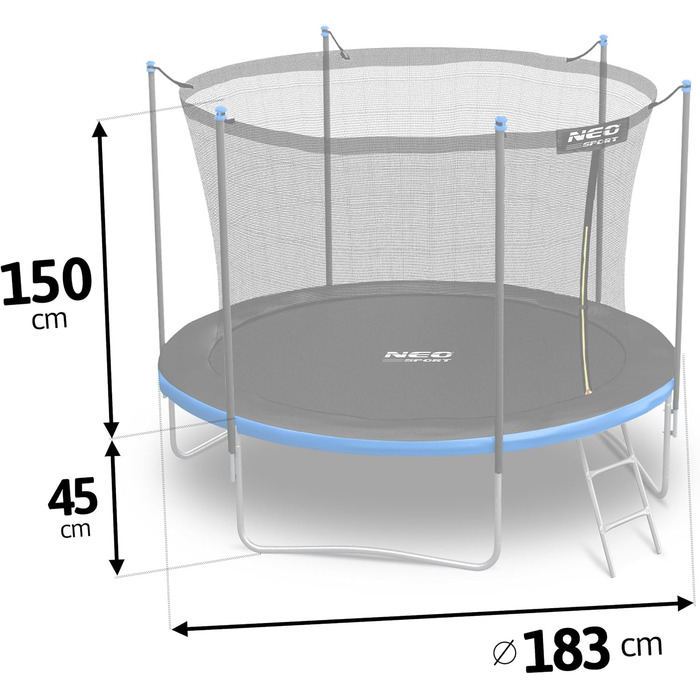 Батут Neo-Sport для дітей, 183 см (6 футів) з сіткою та сходами, зовнішній, посилений, стійкий до погодних умов