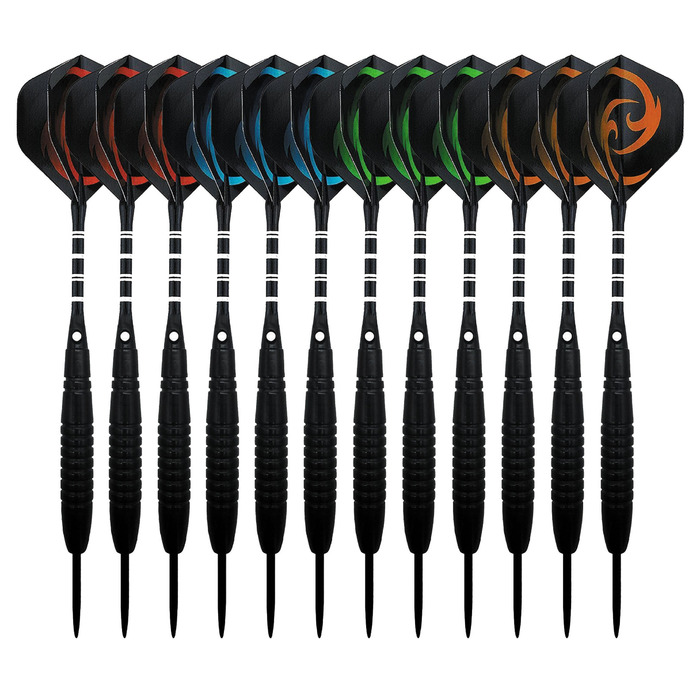Сталеві дротики Dartpfeile (12 шт) 23г: Професійний набір для дартсу з металевим вістрям, алюмінієвим стеблом та 40 пір'ями