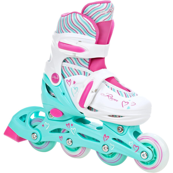 Інлайнери для дітей RAVEN Loret Mint/Pink, регульовані, з LED підсвіткою, 27-30 розмір