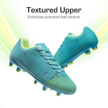 Футбольні бутси DREAM PAIRS для дітей: легкі, з довгими шипами, для бігу, футболу, стрибків у довжину, тренувань. Зносостійкі, зручні, кольори: блакитний, неоновий зелений, 36 EU