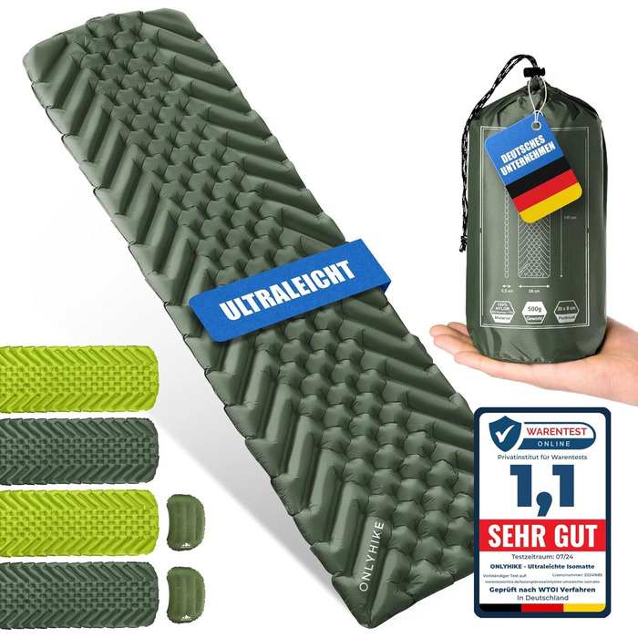 Килимок для кемпінгу ONLYHIKE® Ultraleicht: Легкий, компактний, для відпочинку на природі - Оливковий