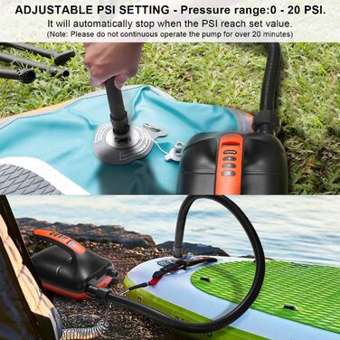 Електричний насос AGPtEK 20PSI для SUP-дощок, човнів та каяків з автовимкненням
