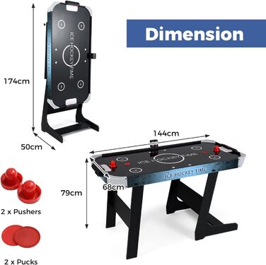 Стіл для хокею на повітрі HOMASIS, складаний, з LED-рахунком, електропривод, 2 шайби та 2 шайби, для дітей та дорослих
