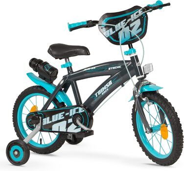 Дитячий велосипед Blue Ice 14 дюймів з допоміжними колесами та пляшкою для води, для дітей 4-6 років