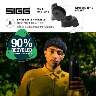 Термос SIGG Shield Therm One 1 л, чорний, для газованих напоїв, ізольована пляшка з нержавіючої сталі, не протікає, підходить для посудомийки, BPA-free, 90% перероблений метал