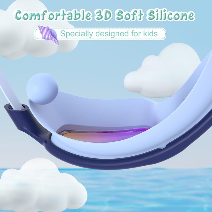 Дитячі окуляри для плавання VegoVia Kinder-Schwimmbrille (2 шт.): антифог, UV-захист, для хлопчиків та дівчаток 3-15 років, блакитні/дзеркальні та фіолетові/прозорі