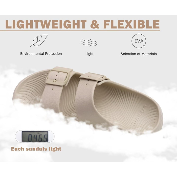 Жіночі сандалії KuaiLu для відновлення, спортивні слайдери з підтримкою склепіння стопи, ортопедичні, для фасціїту п'яткової кістки, товсті літні сандалії (бежеві, 38 EU)