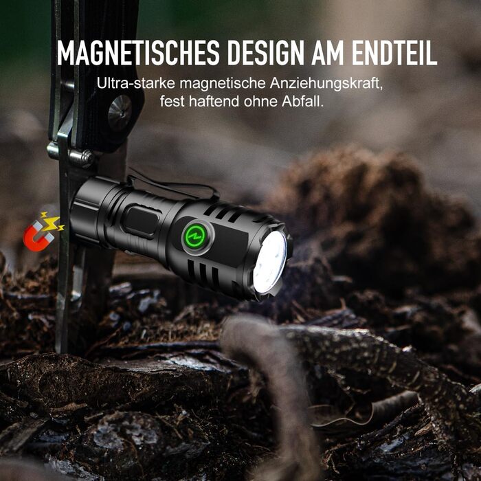 Ліхтар налобний LED 6000 люмен, перезарядна USB-C, 8 режимів, водонепроникний, для кемпінгу, туризму, надзвичайних ситуацій (чорний)