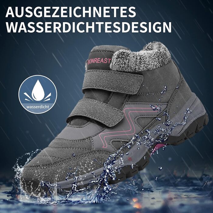 Зимові черевики VisionReast для чоловіків та жінок. Теплі, з підкладкою, снігоступи, трекінгові черевики, валенки, зимові чоботи. Неслизькі, Outdoor, з клямкою, 42 EU, сірі.