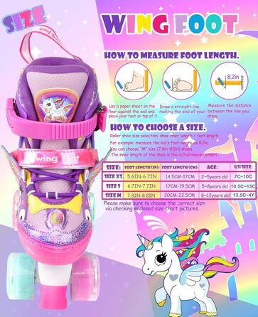 Дитячі ролики Єдиноріг для дівчаток та хлопчиків, регульовані розміри, світлові колеса, ролики-човники для початківців, фіолетовий колір