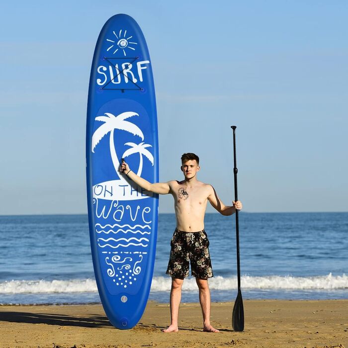 Надувна SUP-дошка GYMAX 297x76x16 см, комплект: весло, насос, рюкзак, страховочний шнур, ремонтний набір, нековзна поверхня, для серфінгу та веслування
