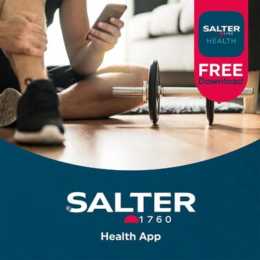Ваги для ваги Salter SA00432FEU6 Bluetooth, максимальна вага 200 кг, 8 користувачів, підключення до Salter Health App, чорний