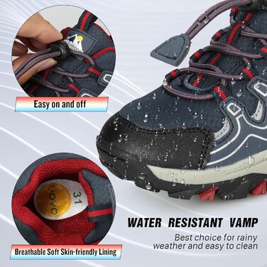 Дитячі кросівки UOVO для бігу та трекінгу, водонепроникні, розмір 27-40, кольори: блакитний, вишневий