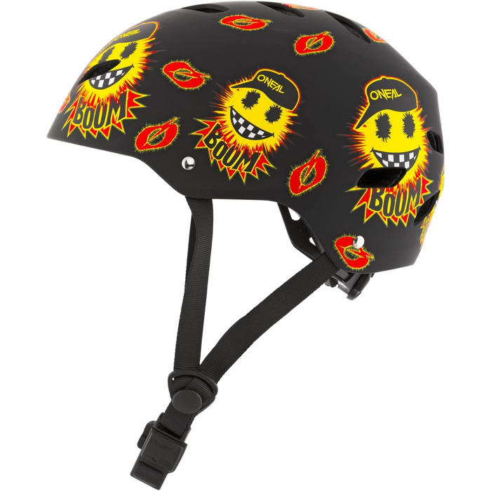Дитячий шолом для маунтенбайку O'NEAL Dirt Lid Emoji, чорний/жовтий, ABS, магнітна застібка, вентиляція, S