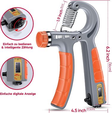 FitBeast Набір для тренування рук (5 шт.): підручник для підручника, підручник для підручника, м'ячик для захоплення, м'ячик для зняття стресу для спортсменів (Помаранчевий)