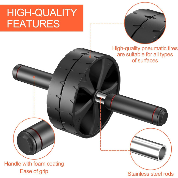 Ролер для пресу та тренажер для живота з колінним килимком, для дому. Ідеально для тренування спини, плечей та пресу