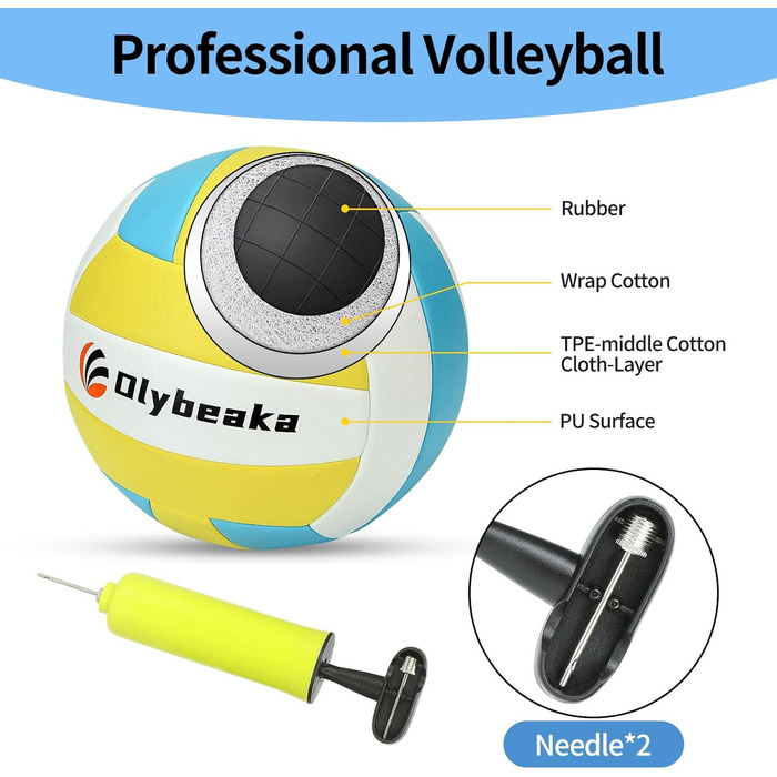 Набір для волейболу на відкритому повітрі: портативна сітка, м'яч PU, насос, сумка та міцна сітка (32 фути, блакитний)