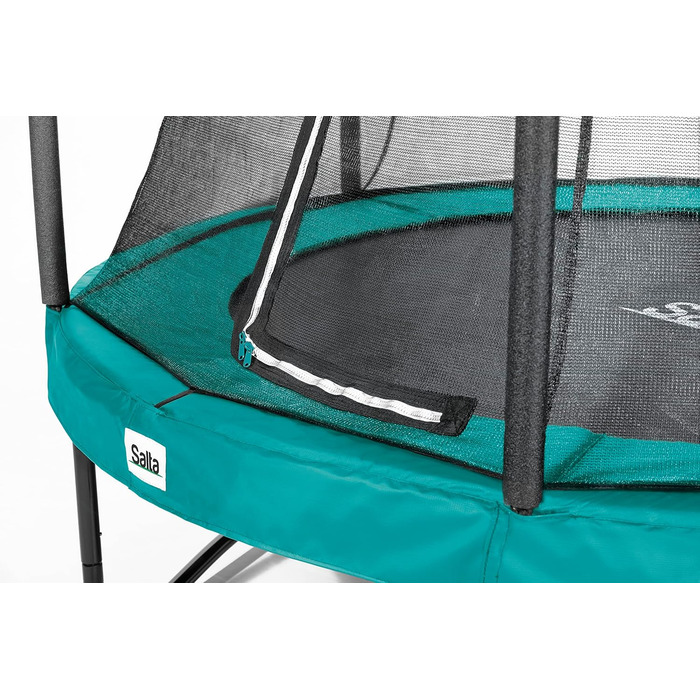 Намет-трамплін Salta Comfort Edition Ø396 см з комплектом: мережа, мат, пружини, захисний борт - зелений/рожевий. Трамплін для саду, TÜV geprüft