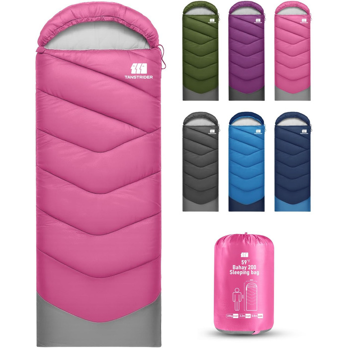 Сплячі мішки для дорослих у холодну погоду, водонепроникні, легкі, рожеві. Підходять для кемпінгу, піших прогулянок, відпочинку на природі та вдома (1,4 кг)