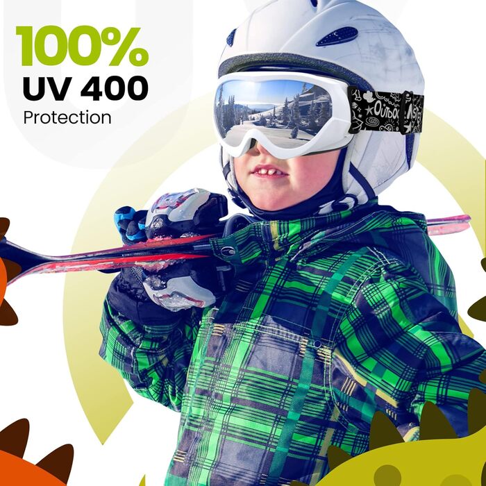 Дитяча лижна маска OutdoorMaster, сумісна з шоломом, для хлопчиків і дівчаток, 100% UV-захист, VLT 10.2%