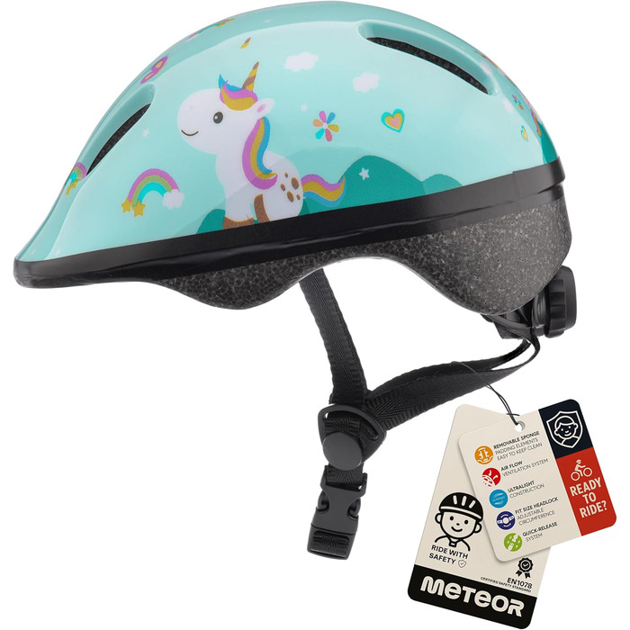 Дитячий велосипедний шолом meteor Pony XS 44-48 см для дівчаток, легкий та міцний, для катання на велосипеді та скейті, для дітей від 1 року
