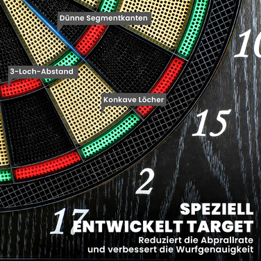 Електронна дартс-дошка E Dartboard з дверцятами, що імітують дерево, LED-дисплеєм, голосовими підказками, 6 дротиками та 24 запасними наконечниками.