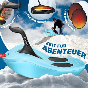 Кесер® Бобслей Alpina з LED-підсвічуванням, мотузкою, для дітей та дорослих, пластиковий санний, зимовий спорт