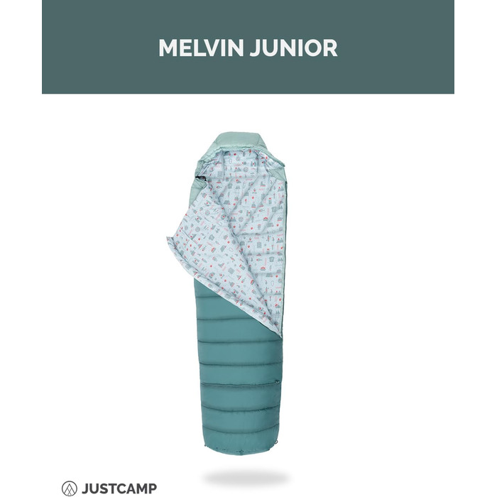 Спальник дитячий Justcamp Melvin Junior для кемпінгу, 100-150 см, для хлопчиків та дівчаток, Mint
