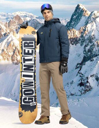 Куртка Rdruko для чоловіків: зимова, для сноуборду, тепла флісова, водонепроникна, функціональна, з капюшоном, біла (M, Denim Blue)