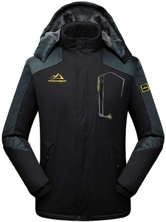 Чоловіча зимова куртка EKENTSON: водонепроникна, вітрозахисна, з підкладкою, для хайкінгу та активного відпочинку, 4 кишені (XL, сіро-чорний)