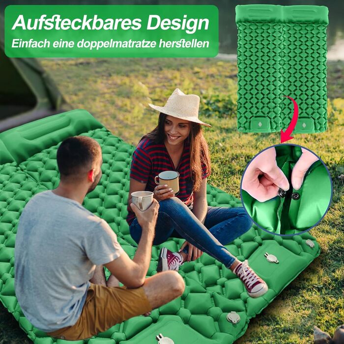 Isomatte HVIERO Саморозкладаючася, для кемпінгу та подорожей, ультралегка, компактна, зелена