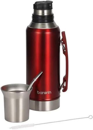 Аргентинський набір для мате All-in-One: термос, калабаса, бомбілья, Yerba Mate, червоний колір