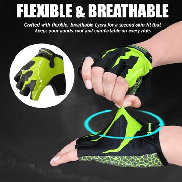 Велосипедні рукавички WESTWOOD FOX, напівпальцеві, унісекс, з підкладками на ручках, нековзна долоня, для їзди на велосипеді, літні, MTB, для чоловіків та жінок, без пальців, короткі, для гірського велосипеда (XL, Papagei)
