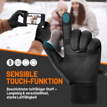 Рукавички зимові GXCROR 3M Thinsulate, для велосипеда, бігу, риболовлі та мотоцикла, чорні, розмір M