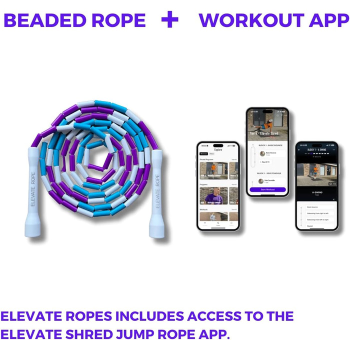 Професійна скакалка Elevate Rope з перлинами, 3 м, регульована, якісні перлини і полімерний шнур, для фрістайлу, кардіо та трюків, для всіх рівнів, для залу та вулиці