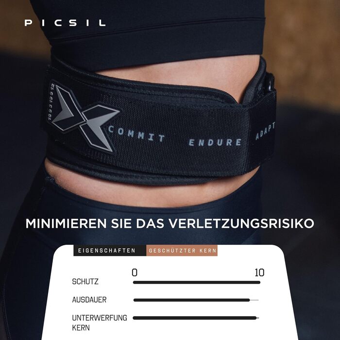 Picsil – Пояс для важкої атлетики, регульований, для присідань, станової тяги, випадів, з місцем для нашивок, 6 кольорів, 4 розміри