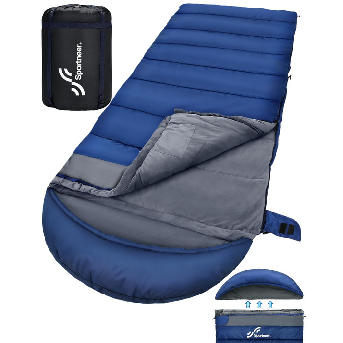 Сплячий мішок 0°C XXL 230 x 90 см. Знімний капюшон, м'яка підкладка для дорослих