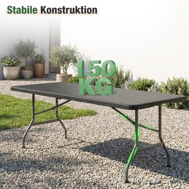 Складний стіл Sekey Buffettisch 152x70 см для кемпінгу, саду, тераси, балкону – чорний, на 4 особи