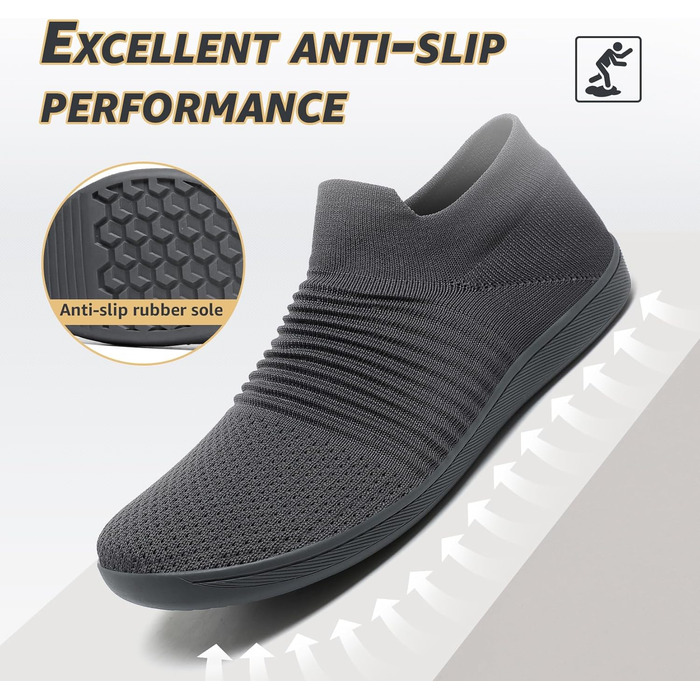 ELAPHURUS Легкі дихаючі кросівки для ходьби без шнурів (унісекс), зелені (45 EU, сірий)