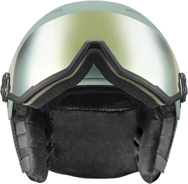 Лижний шолом Uvex Wanted Visor для жінок і чоловіків, міцний, з візором, зелений матовий, розмір 54-58 см