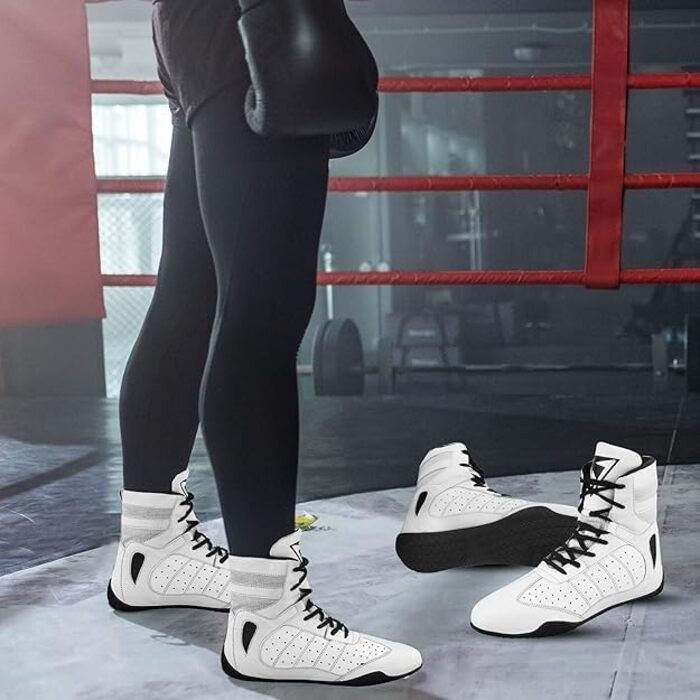 Боксерські рукавички для чоловіків, Муай Тай, кікбоксинг, спаринги, підлітки, боксери, тренери, бойові мистецтва, дихаючі, бодібілдинг, розмір 38-47 (41 EU, білий)