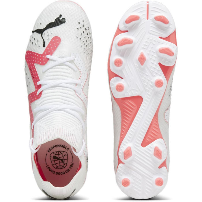 Дитячі футбольні бутси PUMA Future Pro FG/AG для підлітків (32.5 EU, білий, чорний, Fire Orchid)