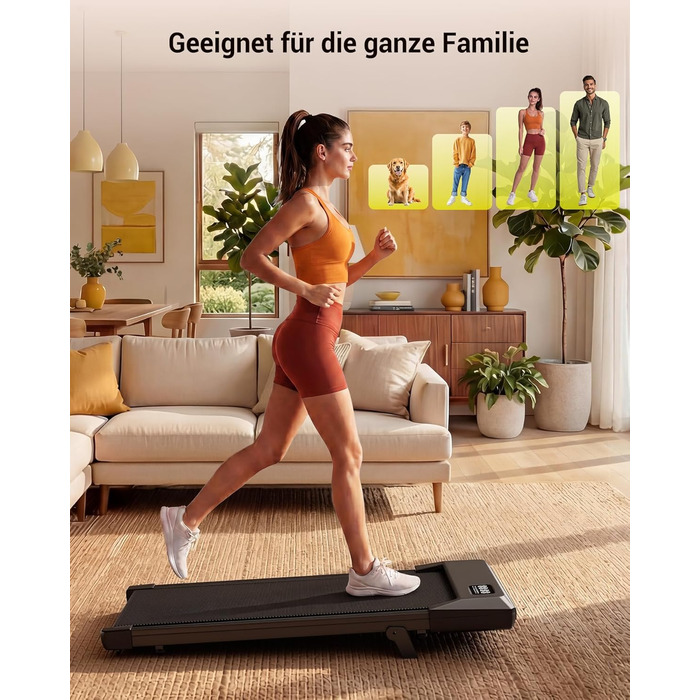 Складана бігова доріжка MJWW Raceable Walking Pad з нахилом 6-9%, потужність 2.5/3.0 HP, керування через додаток, AI-тренування, LED-дисплей, Jet Black 90 см, для дому та офісу