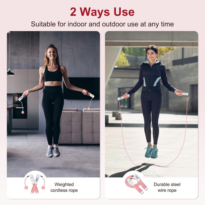 Стрибкове канат Flintronic з лічильником, для фітнесу, швидкий, регульований, з антиковзними ручками, для інтервальних тренувань HIIT, колір: білий