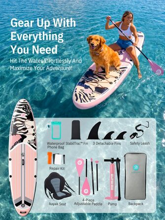 Надувне SUP-борд Niphean Stand Up Paddle Board з сидінням та аксесуарами, 320см, 200кг, для 2 осіб, StabilTrac-Fin