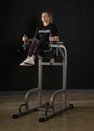 Тренажер XMark Fitness для вертикального підйому колін, з брусами та станцією для віджимань, багатофункціональний VKR для тренування пресу та м'язів корпусу