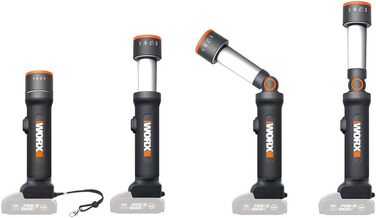 WORX WX027.9 LED лампа 4-в-1: акумуляторна багатофункціональна лампа 20V, 120-510 Lumen для кемпінгу, подорожей та інших потреб (без акумулятора та зарядного пристрою)