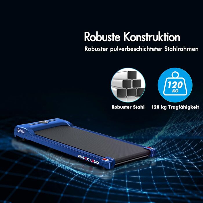 Walkingpad Laufband BLACK LORD SL9 - біговий доріжка, портативна, до 16 км/год, нахил до 9%, LED-дисплей, Bluetooth, для дому та офісу